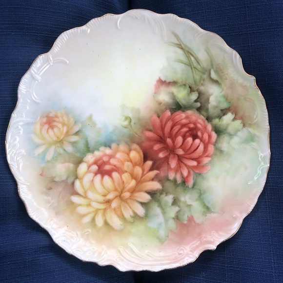 Vintage Mums Plate - Picture 1 of 4